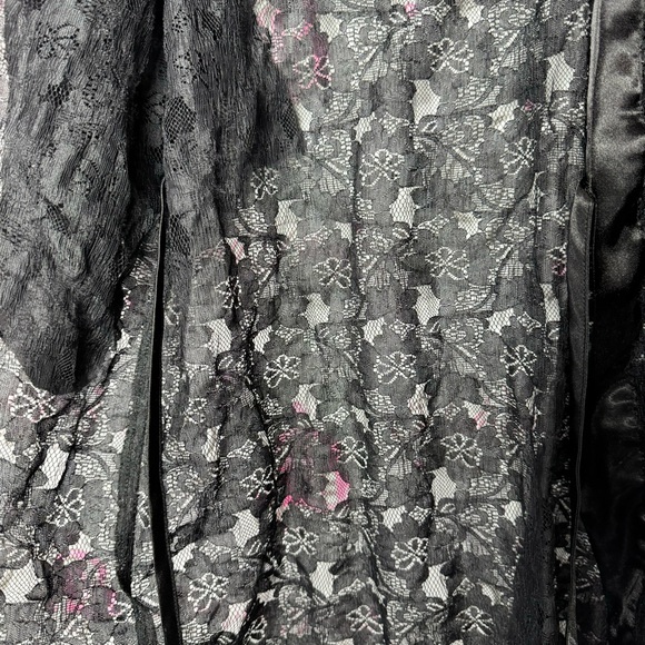 La senza robe kimono lace black tie up belt floral flowers mesh Lacey lounge - Picture 10 of 10